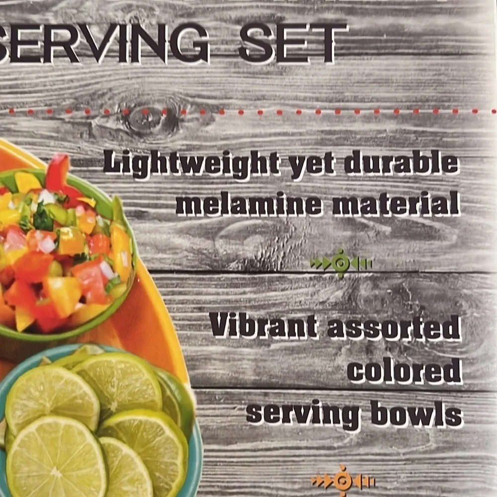 Parini 10 piece melamine condiment serving set NWT